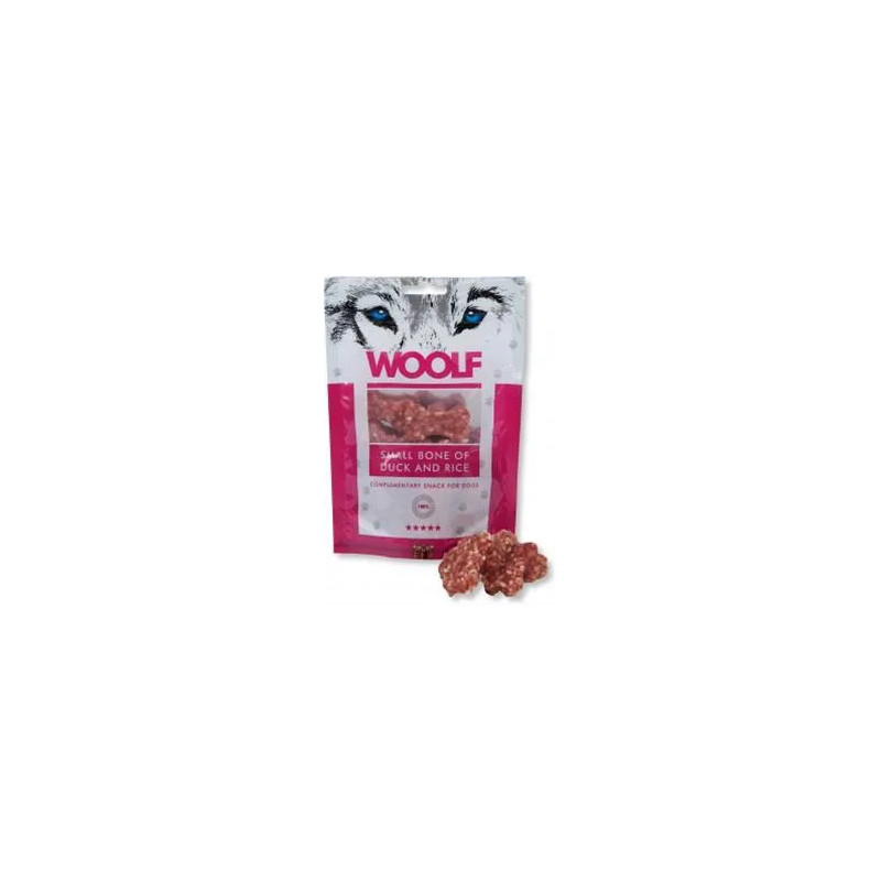 Posladek Woolf za pse Duck Bone Small & Rice 100 g
