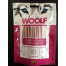 Mehki prigrizek Woolf Dog (sendvič z raco in polenovko), podolgovat, 100 g
