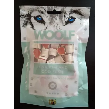 Priboljšek Woolf Dog Chicken & Codfish sushi 100 g