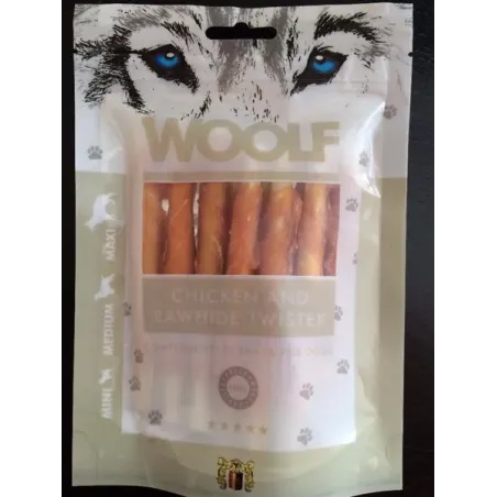 Priboljšek Woolf Dog Chicken & Rawhide Twister 100 g