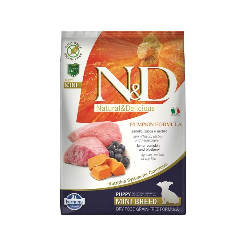 Farmina N&D dog PUMPKIN (GF) puppy mini, lamb & blueberry 7 kg
