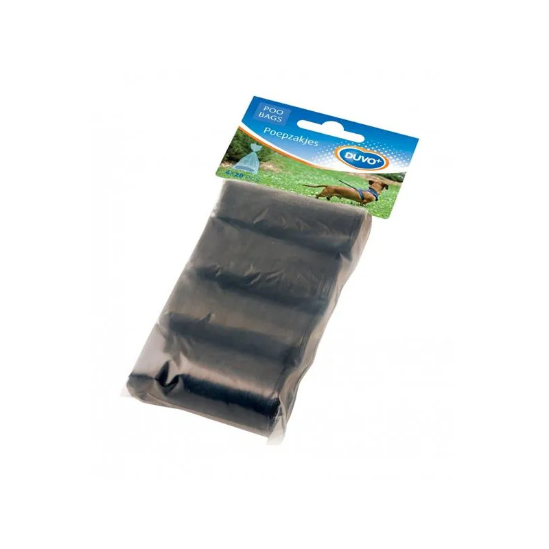 Sáčky DUVO+ na zber psích výkalov čierne 4 x 20 ks