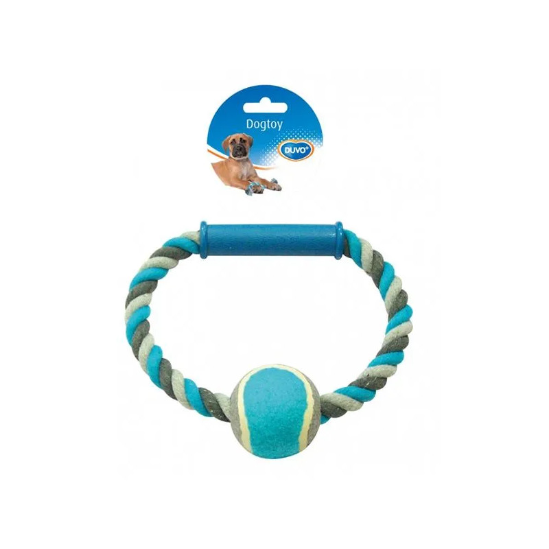 Hračka DUVO+ Kruh bavlna s tenisovou loptou 18 cm