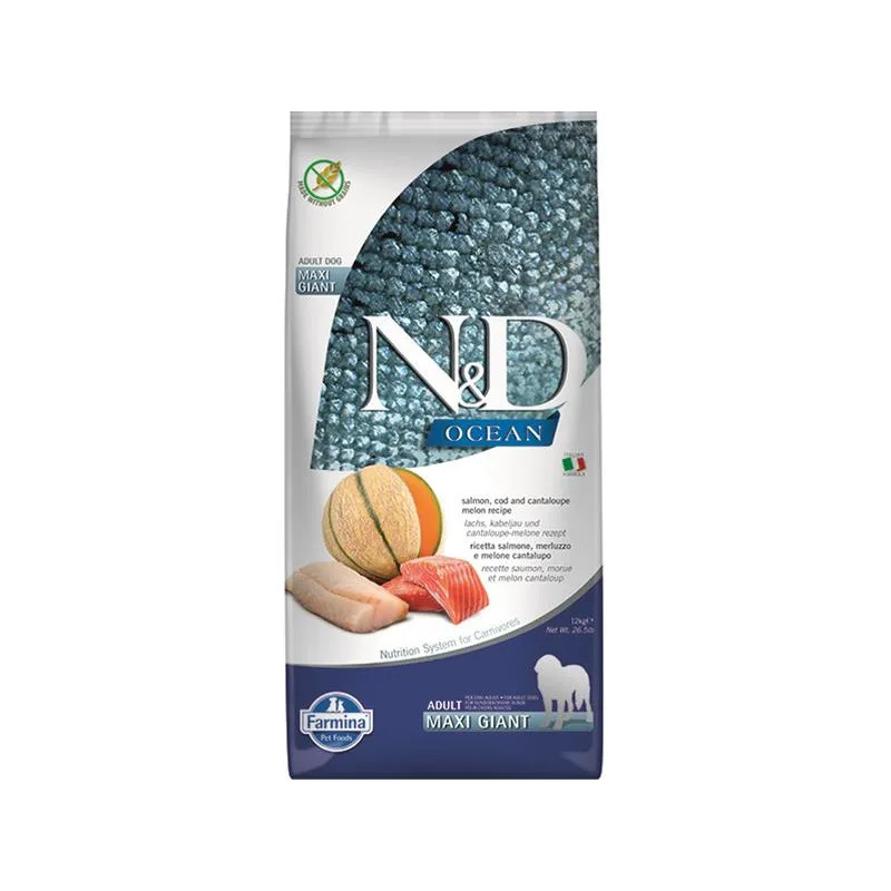 Farmina N&D dog OCEAN (GF) adult giant maxi, salmon, cod & cantaloupe melon 12 kg