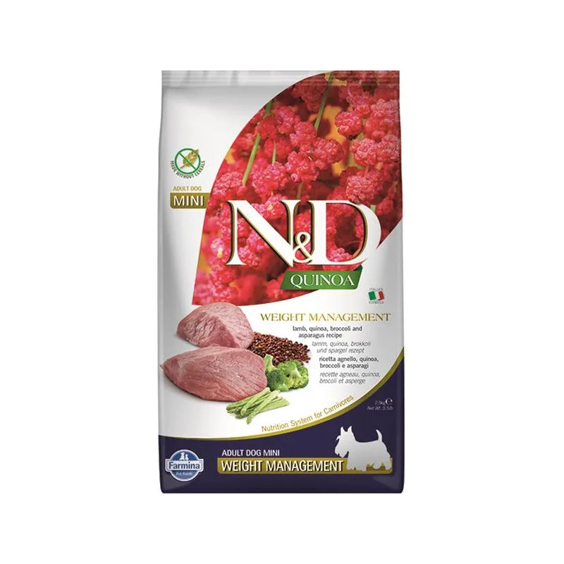 Farmina N&D dog QUINOA (GF) adult mini, weight managment, lamb 0,8 kg