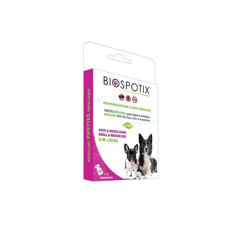 BIOGANCE Biospotix Dog spot-on S-M s repelentným účinkom 5 x 1 ml  (do 20 kg)