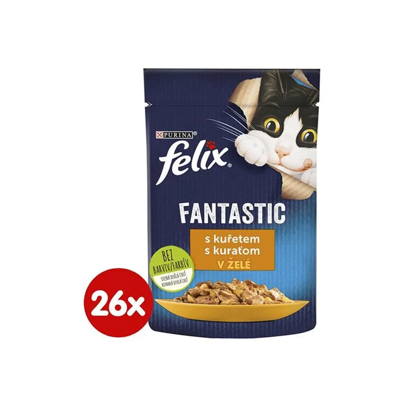 Nestlé FELIX Fantastic cat piščanec v želé, vrečka 26x85 g