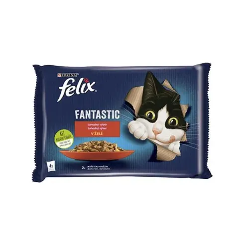 Nestlé FELIX Fantastic cat Multipack goveje & piščanec želé vrečke 4x85 g