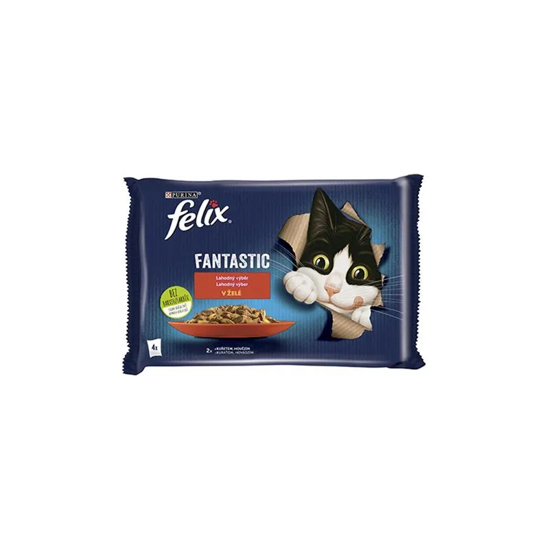 Nestlé FELIX Fantastic cat Multipack goveje & piščanec želé vrečke 4x85 g