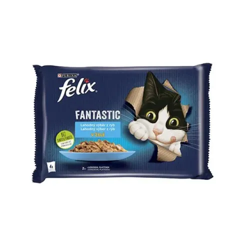 Nestlé FELIX Fantastic cat Multipack losos & platica žele vrečka 4x85 g