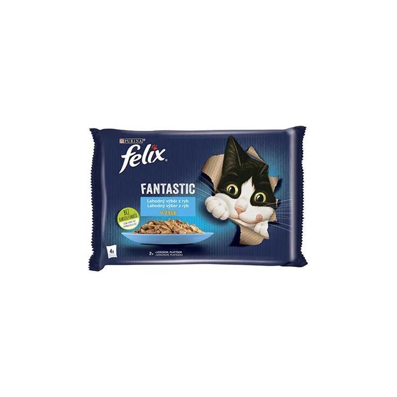 Nestlé FELIX Fantastic cat Multipack losos & platica žele vrečka 4x85 g