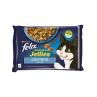 Nestlé FELIX Sensations za mačke Multipack losos in kozice & polak in paradižnik želé vrečka 4x85 g