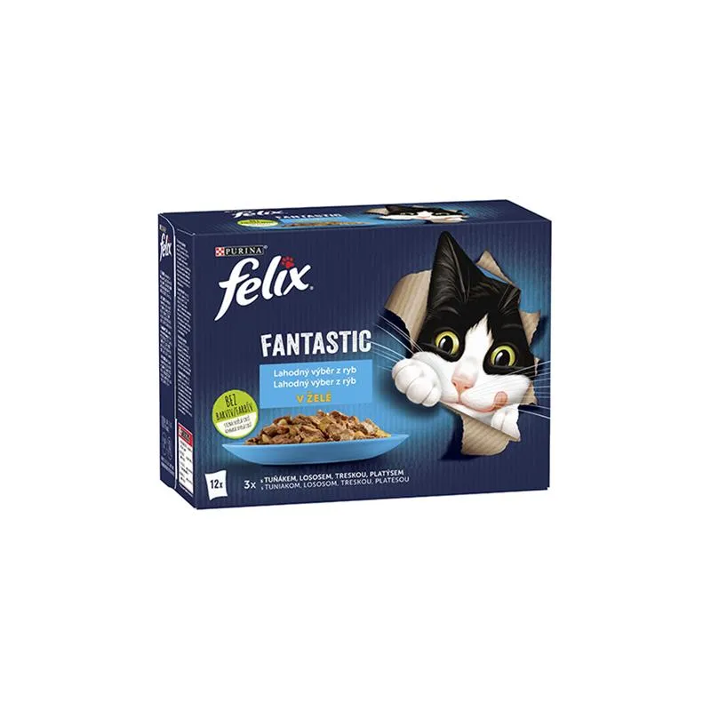 Nestlé FELIX Fantastic cat Multipack izbor rib želé vrečka 12x85 g