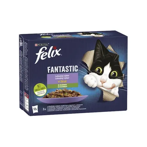 Nestlé FELIX Fantastic cat Multipack izbor z zelenjavo želé vrečka 12x85 g