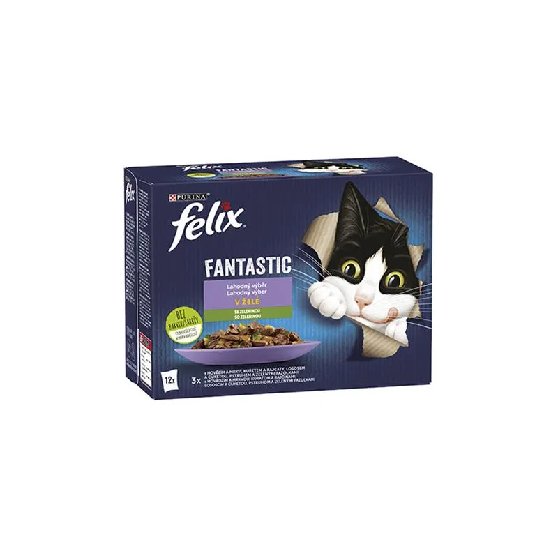 Nestlé FELIX Fantastic cat Multipack izbor z zelenjavo želé vrečka 12x85 g