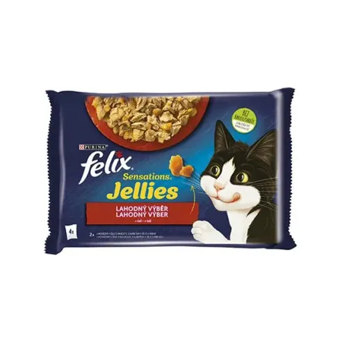 Nestlé FELIX Sensations za mačke Multipack govedina & piščanec v želeju vrečka 4x85 g