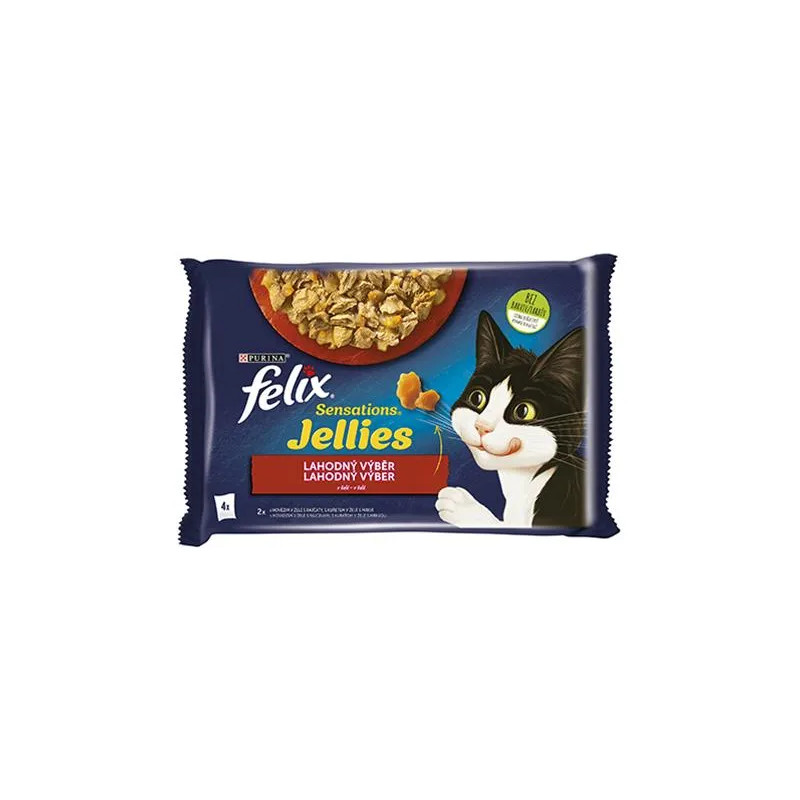 Nestlé FELIX Sensations za mačke Multipack govedina & piščanec v želeju vrečka 4x85 g