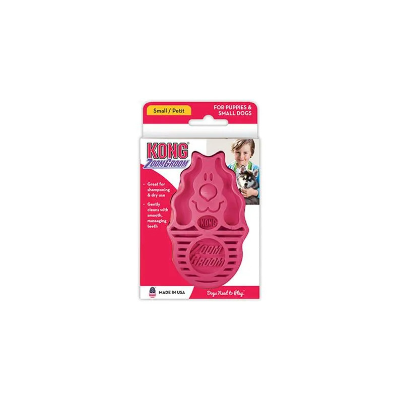 Hrebeň Kong gumový ZoomGroom ružový L - 11,5 × 7 × 2,5 cm