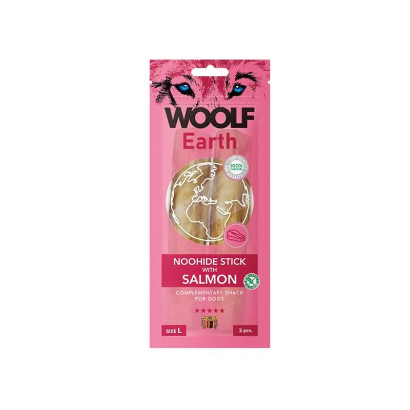 Pamlsok Woolf Dog Earth NOOHIDE L Sticks with Salmon 85 g