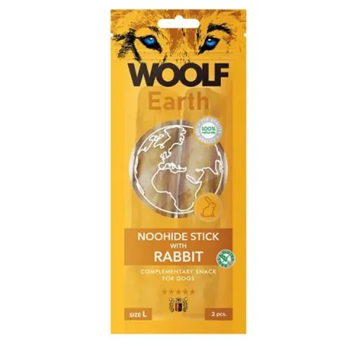 Pasje poslastice Woolf Dog Earth NOOHIDE L palčke z zajcem 85 g