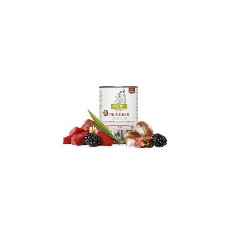 ISEGRIM dog Adult Mono Reindeer pure with Blackberries, Champignons & Herbs  bal. 6 x 400 g konzerva