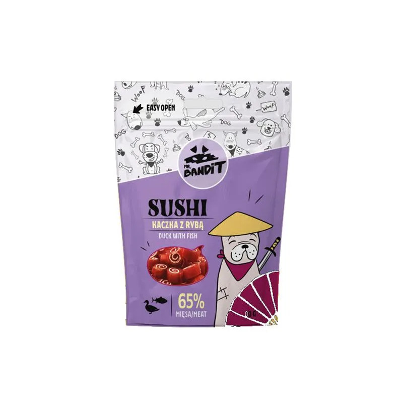 Pamlsok Mr. Bandit sushi duck & fish 80g
