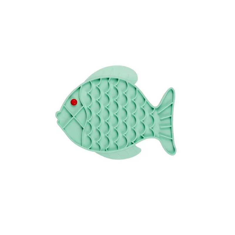 Podložka na lízanie DUVO+ v tvare ryby, zelená 23,5x18,5x0,8cm