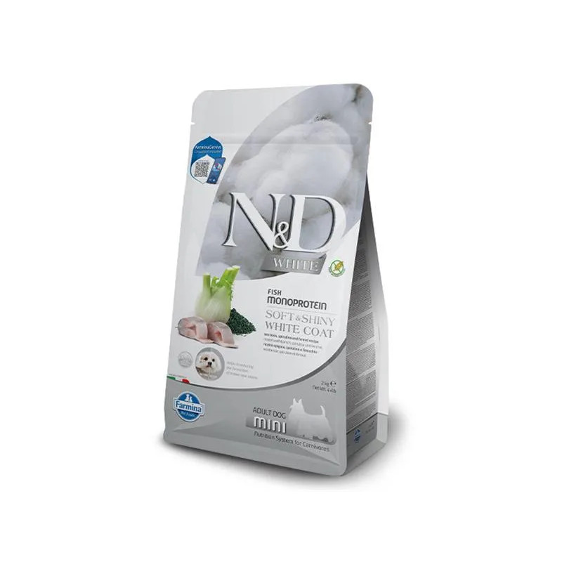 Farmina N&D dog WHITE (GF) adult mini, sea bass, spirulina & fenel2 kg
