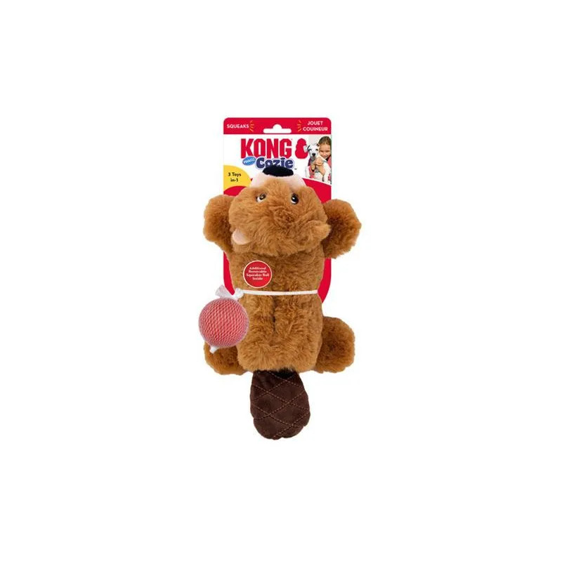Hračka Kong Dog Cozie Pocketz Bobor s pískatkom, hnedá  M