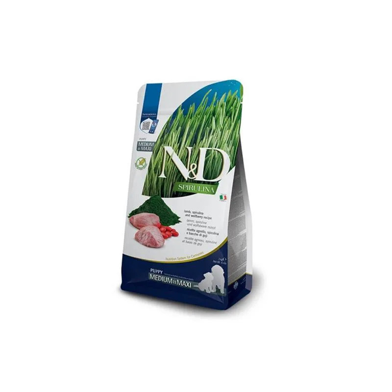 Farmina N&D dog SPIRULINA (GF) puppy medium & maxi, lamb 2 kg