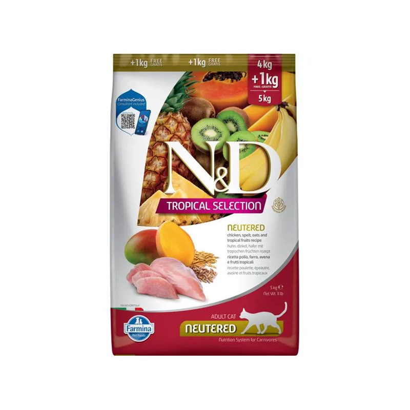 Farmina N&D cat TROPICAL SELECTION (AG) adult neutered, chicken 4+1 kg