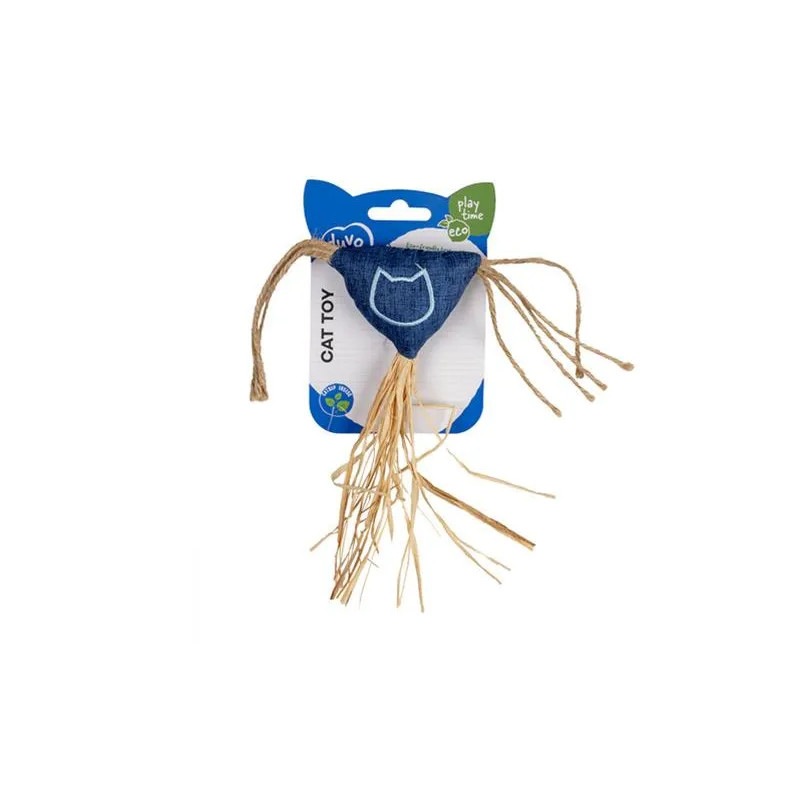 Hračka DUVO+ Eco navy trojuholník so šnúrkami a catnipom pre mačku, 3x18x20cm