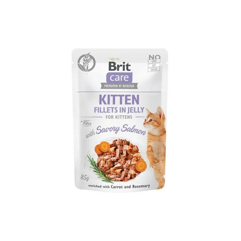 Brit Care cat Kapsička Kitten Fillets in Jelly with Savory Salmon  24 x 85 g