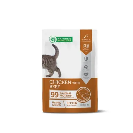 Natures P kapsule za mačje mladiče s piščancem in govedino 22 x 100 g