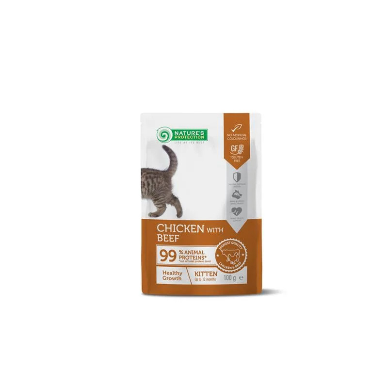 Natures P kapsule za mačje mladiče s piščancem in govedino 22 x 100 g