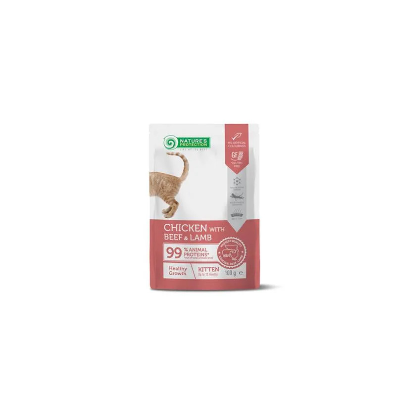 Natures P KAPSIČKY cat kitten chicken & beef & lamb 22 x 100 g