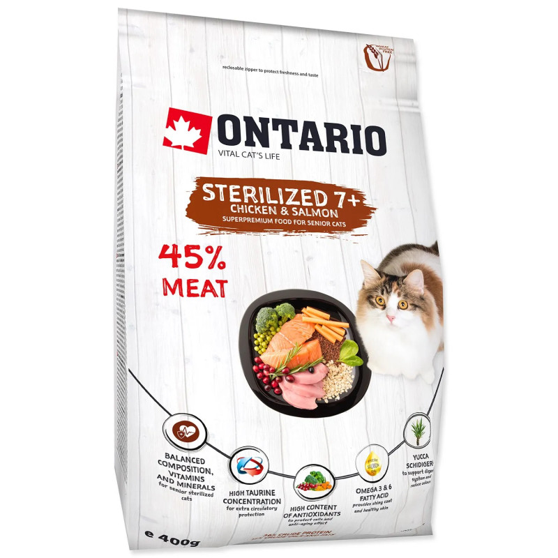 Krmilo Ontario Cat Sterilised 7+0,4 kg