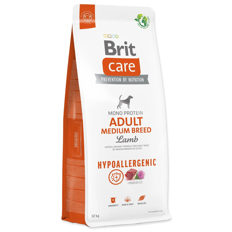 Krmivo Brit Care Dog Hypoallergenic Adult Medium Breed Jagnje 12 kg