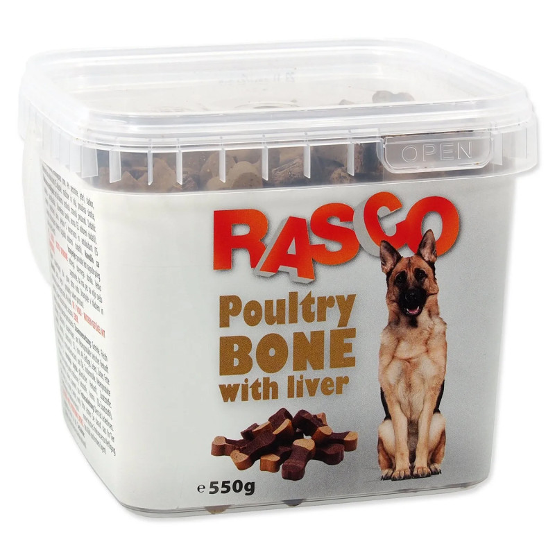 Poslastica Rasco pernata kost z jetrcem 2,5 cm 550 g