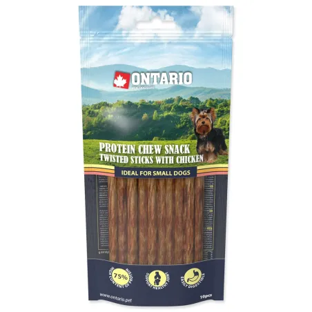 Priboljšek Ontario Protein piščanec, žvečljiva zvita palčka 10 kos 12,7 cm, Small