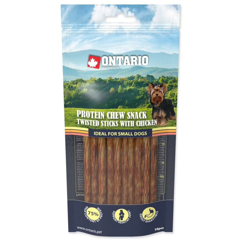 Priboljšek Ontario Protein piščanec, žvečljiva zvita palčka 10 kos 12,7 cm, Small