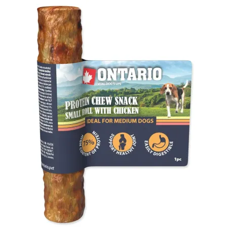 Priboljšek Ontario Protein piščanec, žvečilni zvitek mali 12,7 cm, Medium