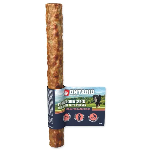 Priboljšek Ontario Protein piščanec, žvečilni zvitek velik 25,4 cm, Large