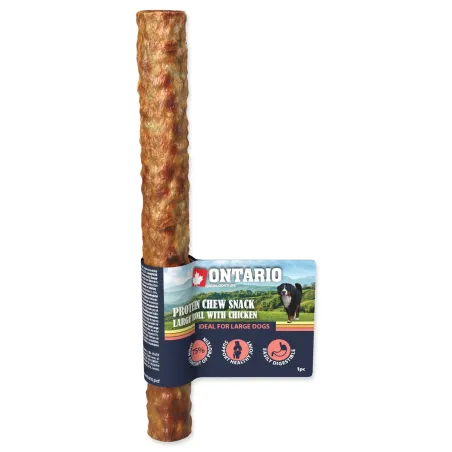 Priboljšek Ontario Protein piščanec, žvečilni zvitek velik 25,4 cm, Large