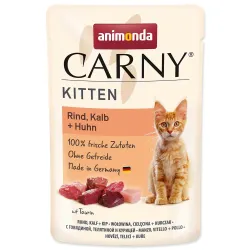 Animonda Carny Kitten – govedina, teletina in piščanec (vrečka, 85 g)