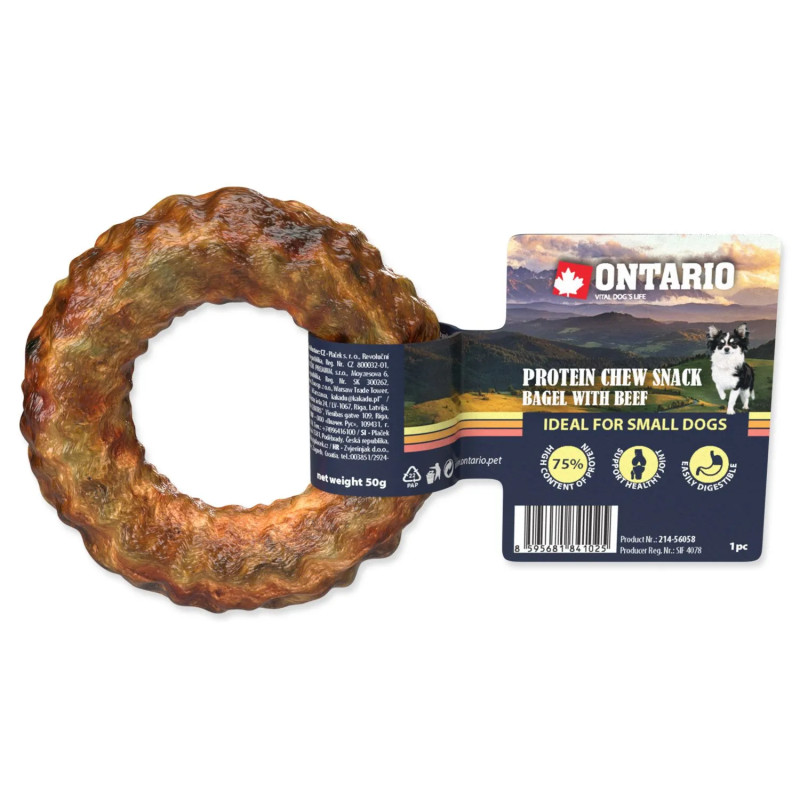 Dobrota Ontario Protein govedina, žvečilni bagel 8,9 cm, Small