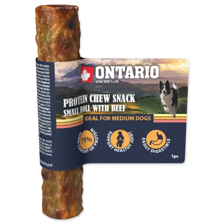 Priboljšek Ontario Protein govedina, žvečilni zvitek majhen 12,7 cm, Medium