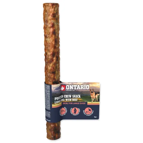 Pochúťka Ontario Protein goveja, žvečilni zvitek velik 25,4 cm, Large