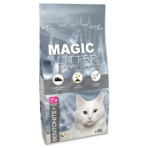 Podlaga Magic Litter Bentonite Ultra White with Carbon 5L/4,4kg