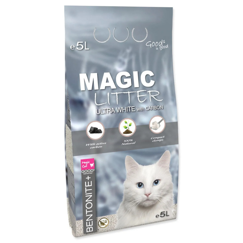 Podlaga Magic Litter Bentonite Ultra White with Carbon 5L/4,4kg